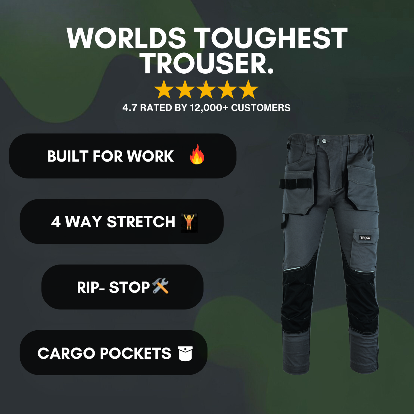 TRIXO™ Ultra-Stretch Premium Work Cargo Trousers
